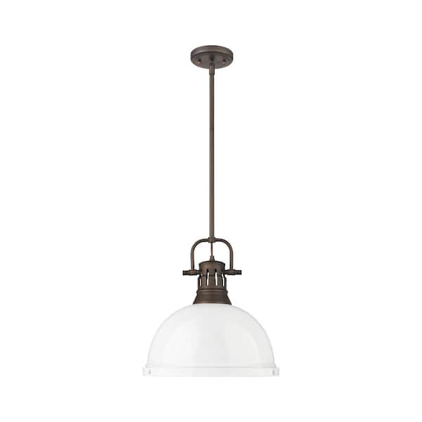 Golden Lighting Duncan 100-Watt 1-Light Rubbed Bronze Pendant Light with Steel Shade