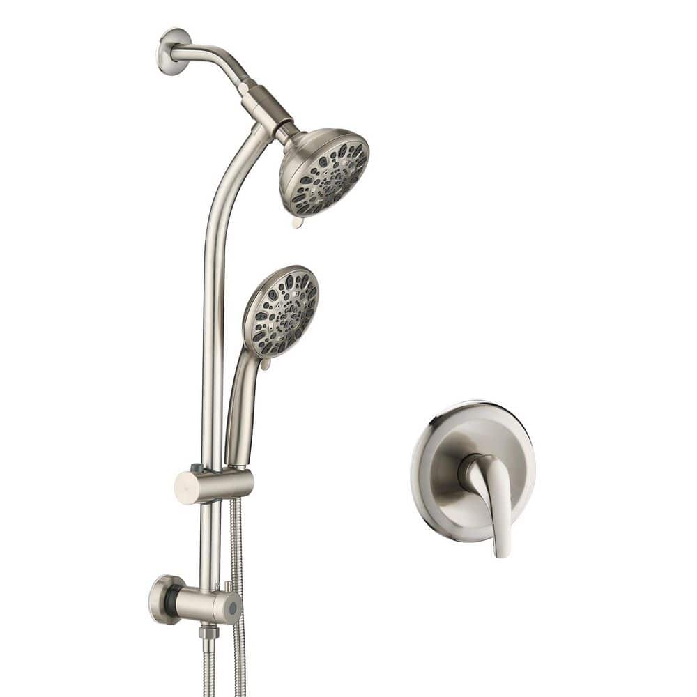 7-Spray Wall mount Round Dual Fixed and Handheld Shower Head 1.8 GPM with Adjustable Slide Bar in Brushed Nickel price history on PriceWatchPro