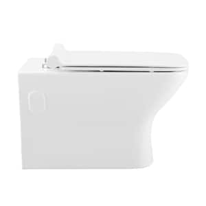 Carre Wall-Hung Toilet, Square, 3-Piece Bundle 0.8/1.6 GPF Dual Flush in Glossy White with White Flush Plate