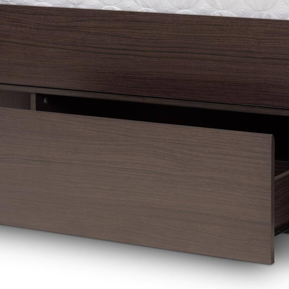 Dexton Dark Brown Queen Wood Platform Storage Bed with Shelves