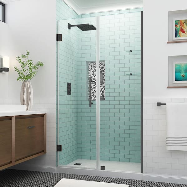 Aston Belmore GS 44.25 in. to 45.25 in. x 72 in. Frameless Hinged Shower Door with Glass Shelves in Oil Rubbed Bronze