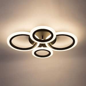 17 in. 4-Light Circle LED Flush Mount Ceiling Light for Kitchen, Living Room, Bedroom, Laundry Room