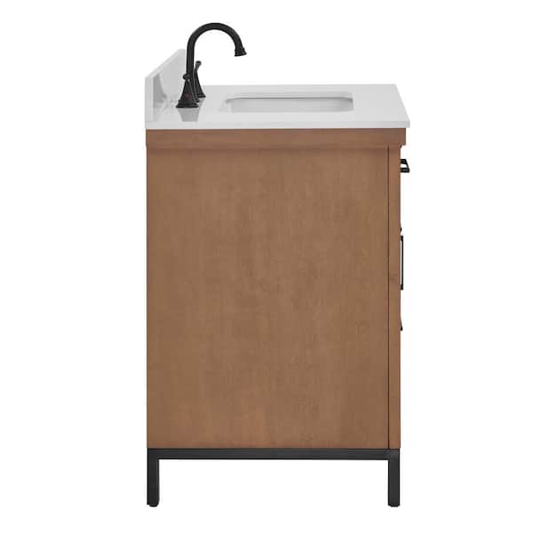 Loren 30 in. Single Sink Freestanding Gunny Bath Vanity with Pure White Engineer Stone Top