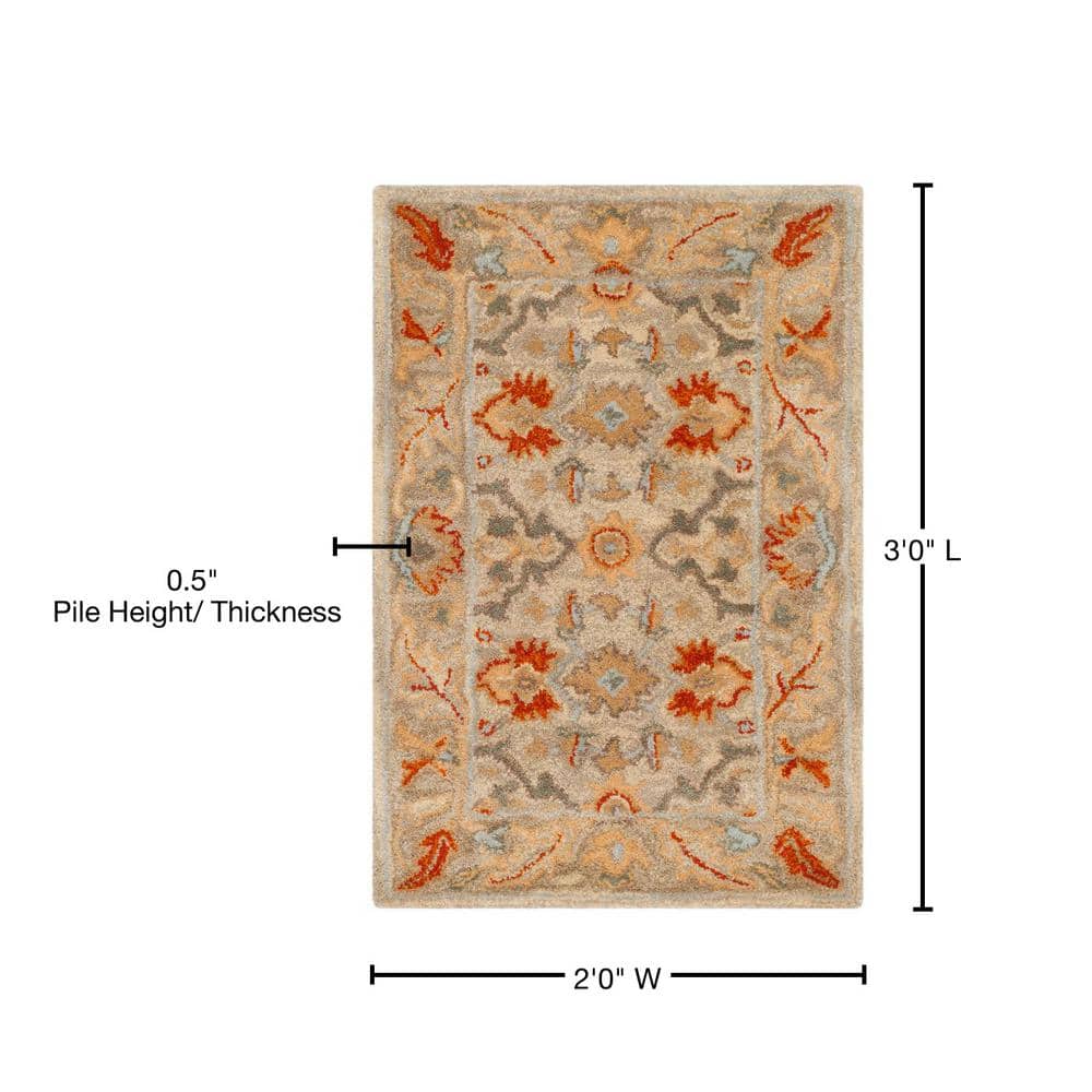 Antiquity Beige and Gray Wool Tufted Area Rug