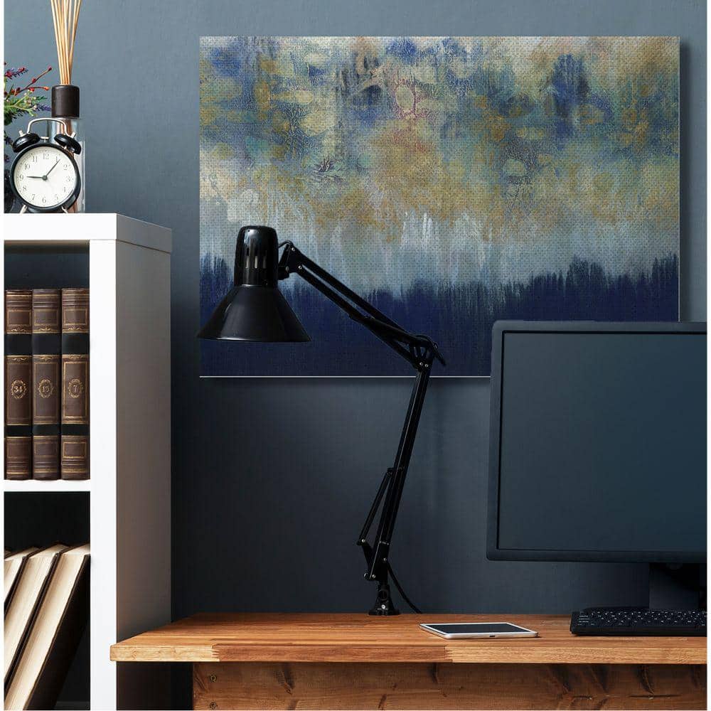 Abstract Gold and Blue Textured Canvas Wall Art 36" x 48"