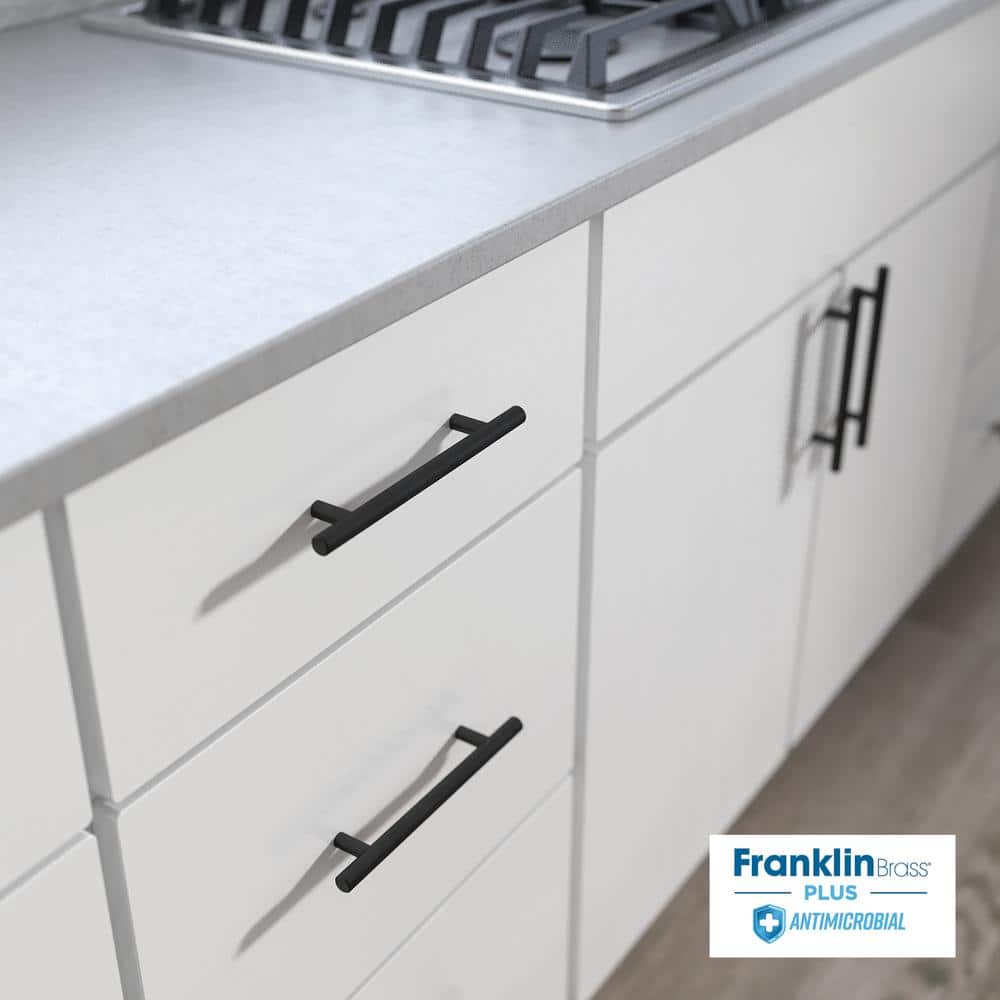 Matte Black Brass Modern Drawer Pulls with Mounting Hardware