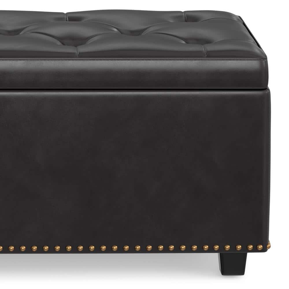 Hamilton 44" Contemporary Tanners Brown Faux Leather Lift-Top Storage Ottoman