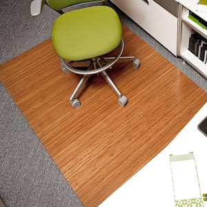 Deluxe Natural Light Brown 48 in. x 72 in. Bamboo Roll-Up Office Chair Mat without Lip