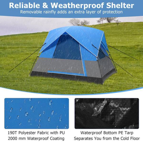 ITOPFOX 4.3 ft. x 4.8 ft. Blue Outdoor Camping Tent with