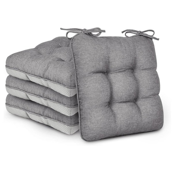 Unbranded 15.5 in. x 15.5 in. Grey Outdoor Memory Foam Dining Chair Cushions (Set of 4)