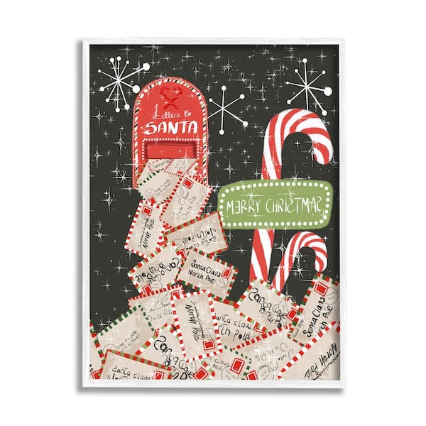 Stupell Industries Letters For Santa Mail by Hannah Byatt 1-Piece Framed Graphic Print Typography Poster Art Print 20 in. x 16 in.