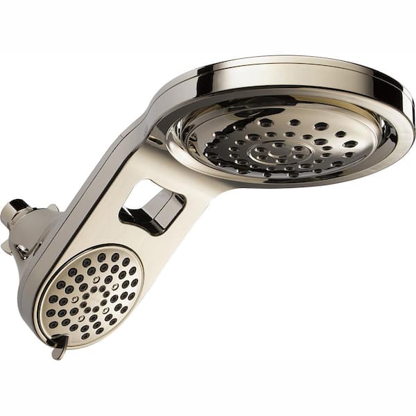 Delta HydroRain 5-Spray Patterns 1.75 GPM 7.88 in. Wall Mount Dual Shower Heads in Polished Nickel