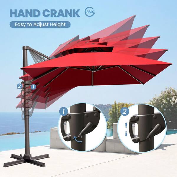grand patio hanging umbrella 11FT Cantilever with Base Outdoor Large Round Alu Effortlessly adjust and secure the umbrellas angle with our user Decksplore 11 ft. Outdoor Patio