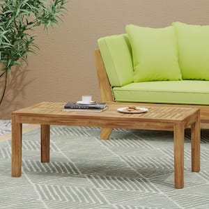 Sewell 42 in. Teak Rectangle Acacia Wood Outdoor Patio Coffee Table