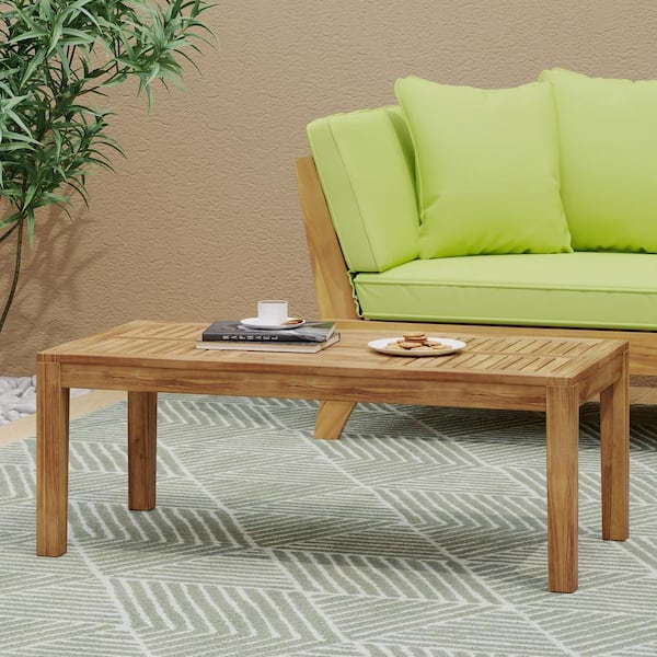 Noble House Sewell 42 in. Teak Rectangle Acacia Wood Outdoor Patio Coffee Table