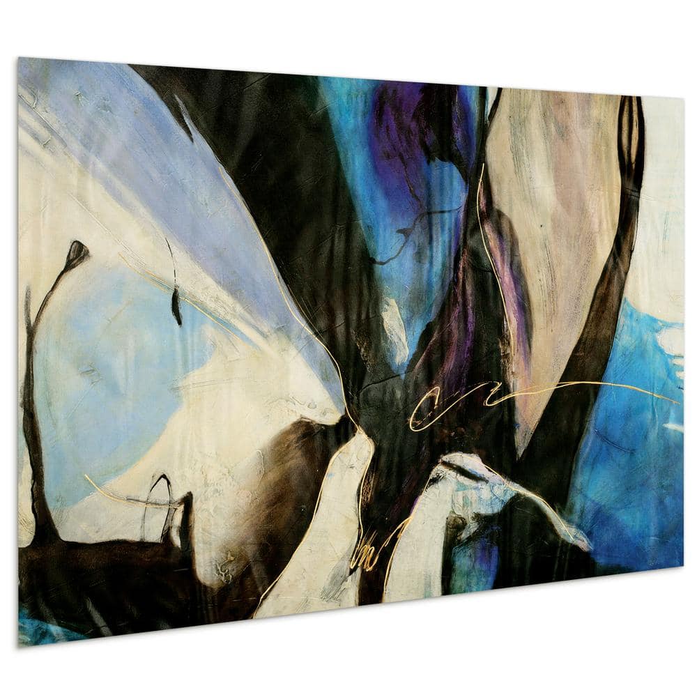 Motivos Abstract Blue and Purple Tempered Glass Wall Art, 32" x 48"