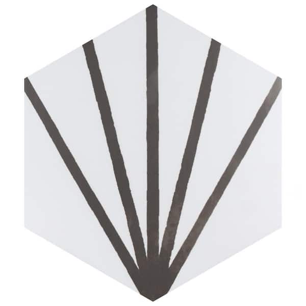 Merola Tile Horizon Dawn Hex Nero 7-3/4 in. x 9 in. Ceramic Floor and Wall Take Home Tile Sample