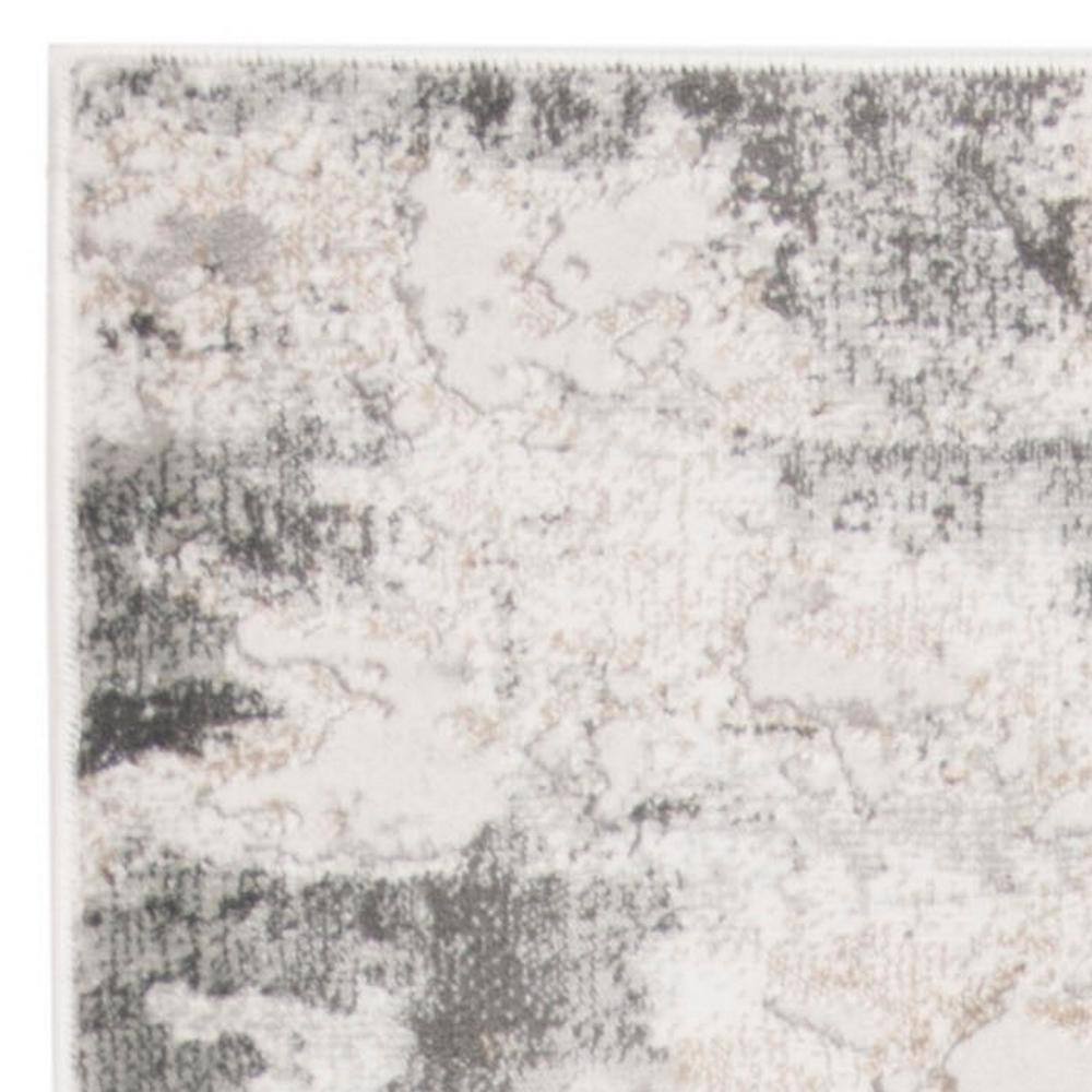 Gray and Beige Abstract Synthetic Runner Rug, 2' x 20'