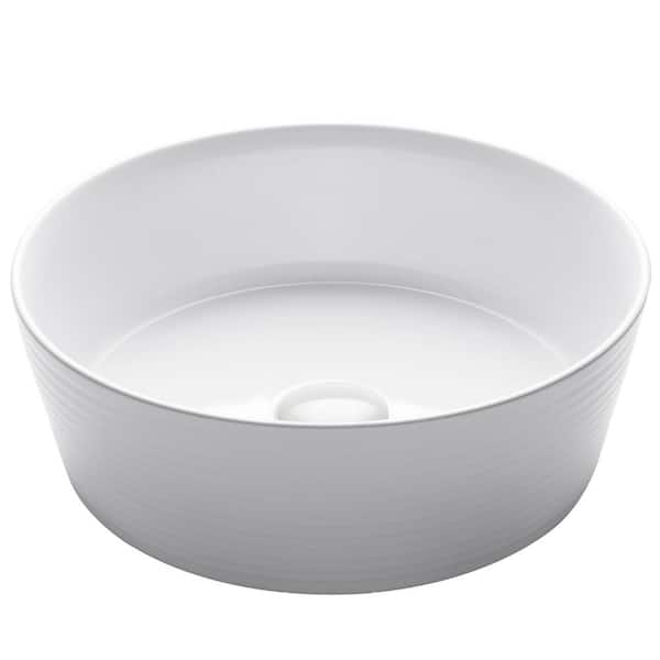 KRAUS Viva 15-3/4 in. Round Porcelain Ceramic Vessel Sink in White