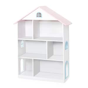 Dollhouse 42 in. White MDF 3-Shelf Vertical Bookcase
