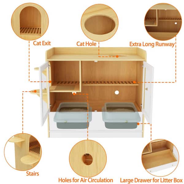 FUFU&GAGA Extra Large Cat Litter Box Furniture Hidden, Cats Condo