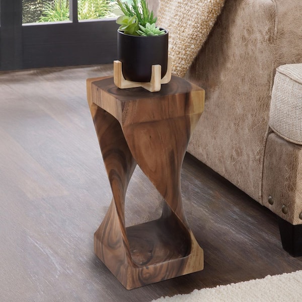 Solana 12. in Brown Wood Square Accent Side Table