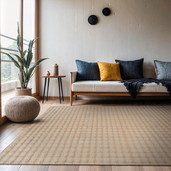 CloudSoft Beige 4 ft. x 6 ft. Non Slip Rubber Back Polyester Solid Indoor Area Rug