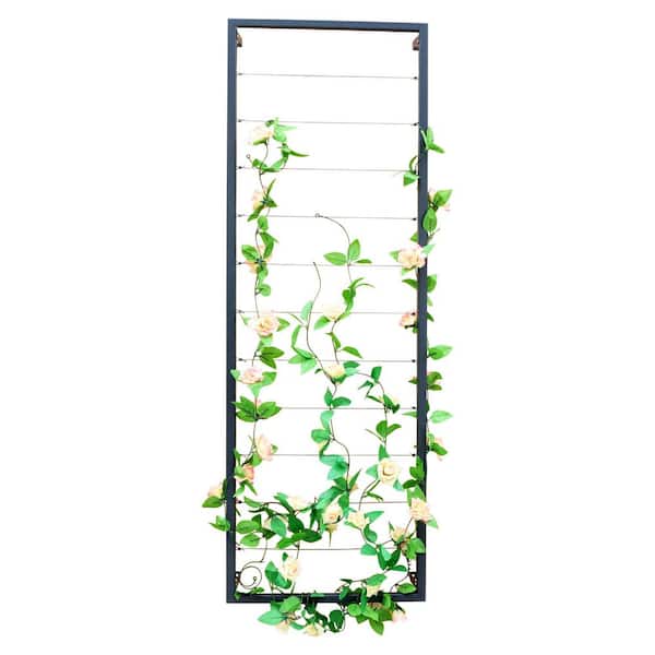 Ejoy 70 in. H x 24 in. W Grey Wall Mounted Steel Lattice Panel Trellis (Set of 2-Pisces)