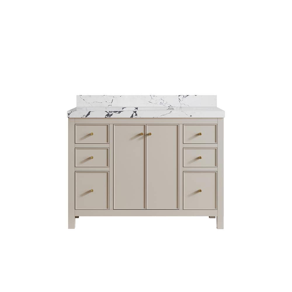 Chicago 48 in. Single Sink Freestanding Fine Grain Bath Vanity with Viola Night Qt. Top Unassembled price history on PriceWatchPro