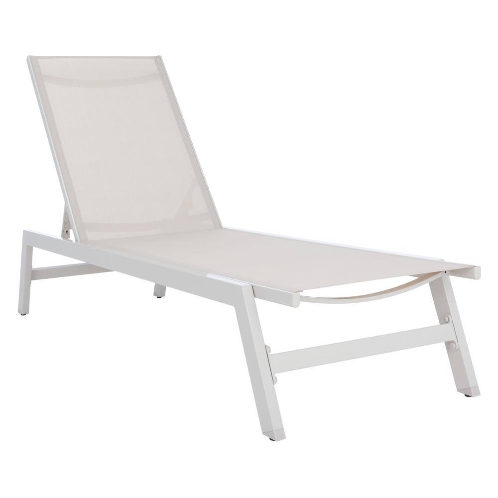 Coastal Breeze Silver and Beige Armless Chaise Lounger with Cushions