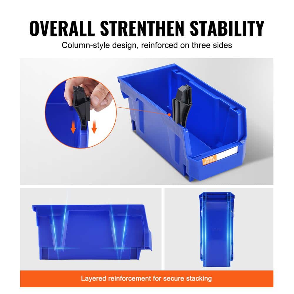 Blue and Red Stackable Plastic Storage Bins for Kids