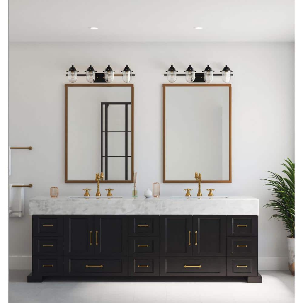 Northlake Collection 32.5 in. 4-Light Matte Black Clear Glass Transitional Vanity Light price history on PriceWatchPro