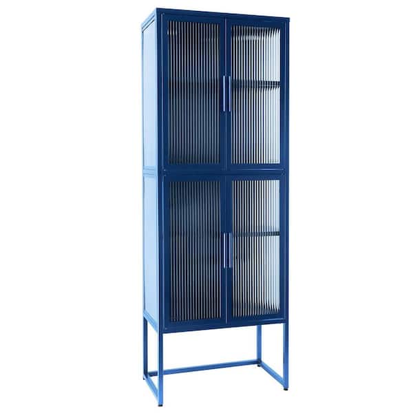 23.7 in. W x 13.86 in. D x 65.55 in. H Blue Linen Cabinet