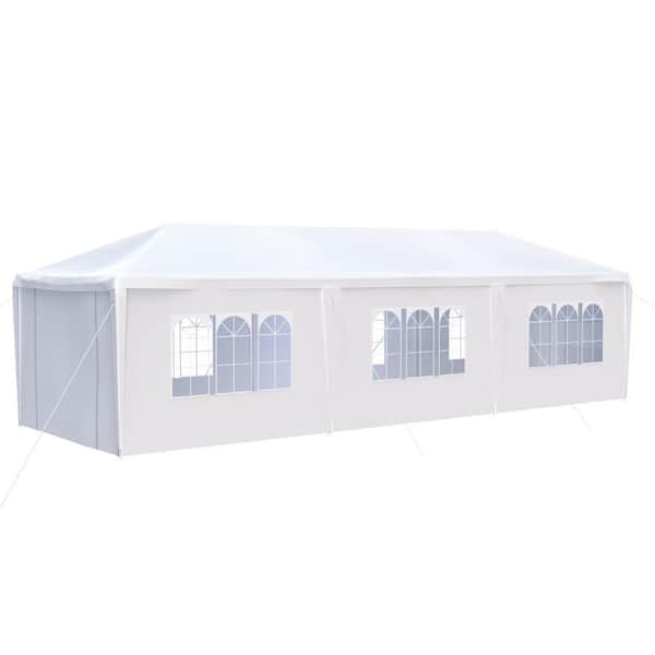 Miscool Anky 10 ft. x 30 ft. White Wedding Party Canopy Tent Outdoor Gazebo with 8-Removable Sidewalls