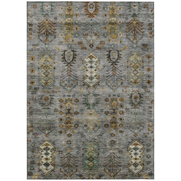 Addison Rugs Chantille Machine Washable Indoor/Outdoor Abstract ACN2047 Pewter 10 ft. x 14 ft. Area Rug