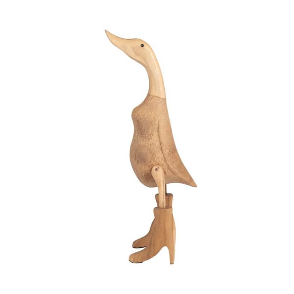 Brown 5 in. x 20 in. Wood Novelty Duck In Rainboots Figurine