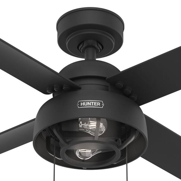 Hunter Spring Valley 52 In Indoor Outdoor Matte Black Ceiling Fan With Light 51301 The
