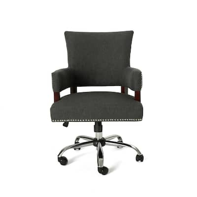 Bonaparte Traditional Studded Dark Gray Fabric Adjustable Home Office Chair with Wheels