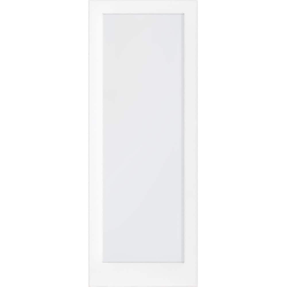 Krosswood Doors 24 in. x 96 in. 1-Lite Satin Etch Solid Core MDF Primed ...