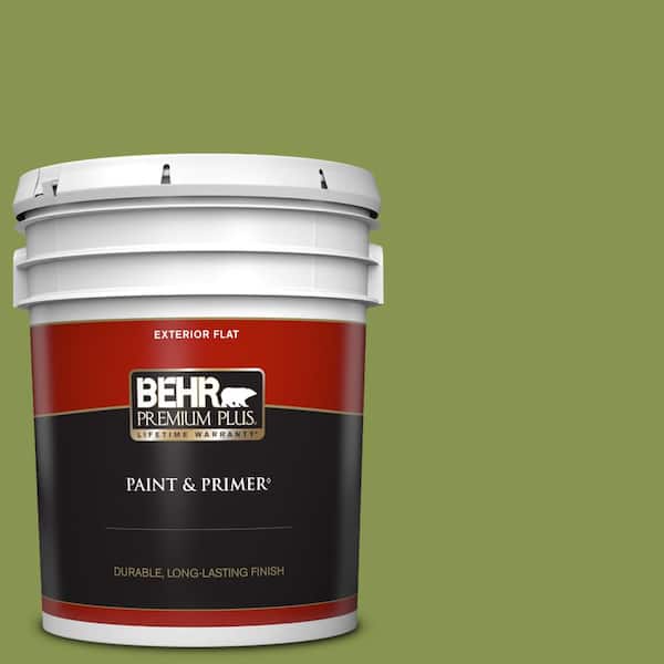 BEHR PREMIUM PLUS 5 gal. #M360-6 Bold Avocado Flat Exterior Paint & Primer