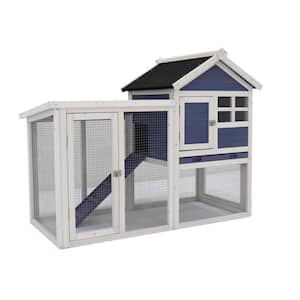 Any 48 in. W Deluxe Wooden Chicken Coop Hen House Rabbit Wood Hutch Poultry Cage Habitat in Blue