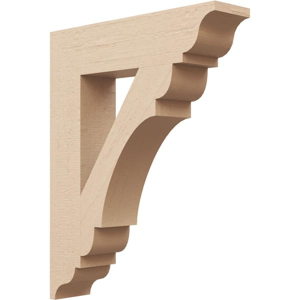 Ekena Millwork 3.5 in. x 20 in. x 16 in. Olympic Traditional Rough Cedar Woodgrain Timberthane Polyurethane Bracket, Primed Tan