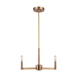 Fullton Modern 3-Light LED Indoor Dimmable Satin Brass Gold Chandelier