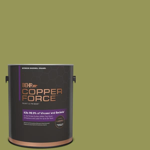 COPPER FORCE 1 gal. #M340-6 Spinach Dip Eggshell Enamel Virucidal and Antibacterial Interior Paint & Primer