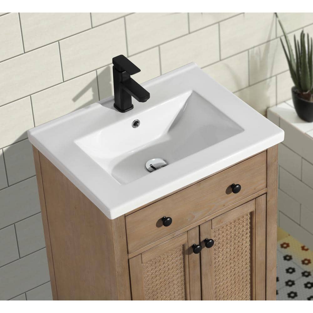 Annie 24" Weathered Fir Bathroom Vanity with Ceramic Sink
