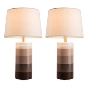25 in. Modern Gradient Table Lamps, Transitional Table Lamp for Living Room, Contemporary Ceramic Lamp (Set of 2)