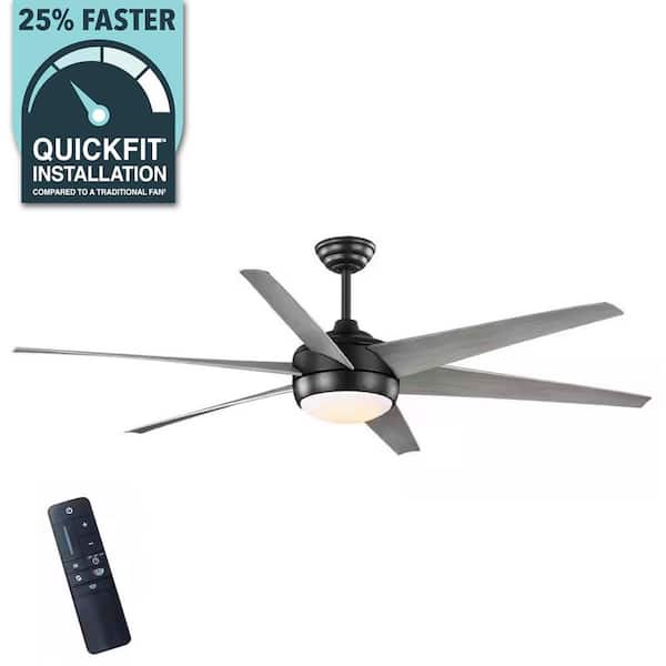 Home Decorators Collection Windward 68 in. White Color Changing Integrated LED Matte Black Ceiling Fan with Light Kit, DC Motor and Remote