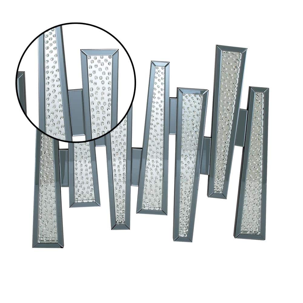Elegant 46x53 Silver and Wood Geometric Mirror Wall Art