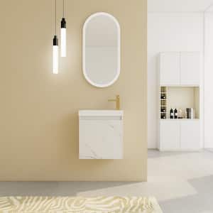 20 in. W Plywood Floating Wall-Mounted Bathroom Vanity with White Resin Single Sink, Soft-Close Cabinet Door, White