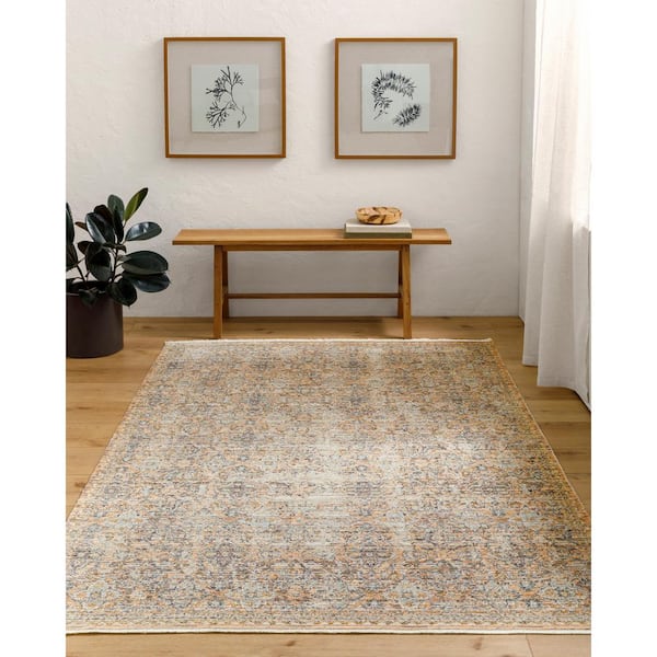 Becki Owens Margaret 5 ft. 3 in. ft. x 7 ft. 10 in. Faded Taupe Damask Washable Indoor/Outdoor Area Rug